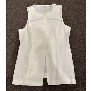 NWT Glassons White Women's Tunic Top - Lightweight Button Detail linen blend